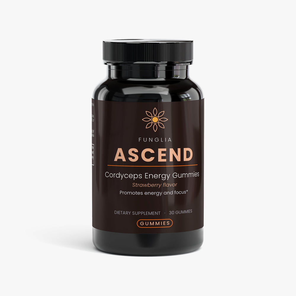 Funglia ASCEND Cordyceps Energy Gummies bottle, front view